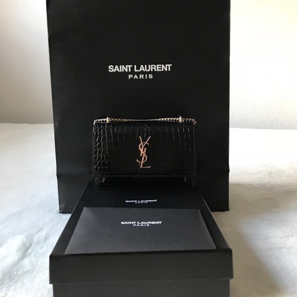 Saint Laurent Paris Sunset Croc Shoulder Bag - Picture 2 of 6